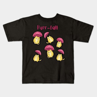 Purr-fall cute cats and kitten raining with umbrellas Kids T-Shirt